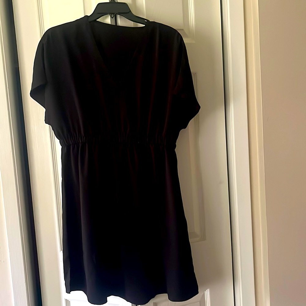 Black Midi Dress, V-Neck